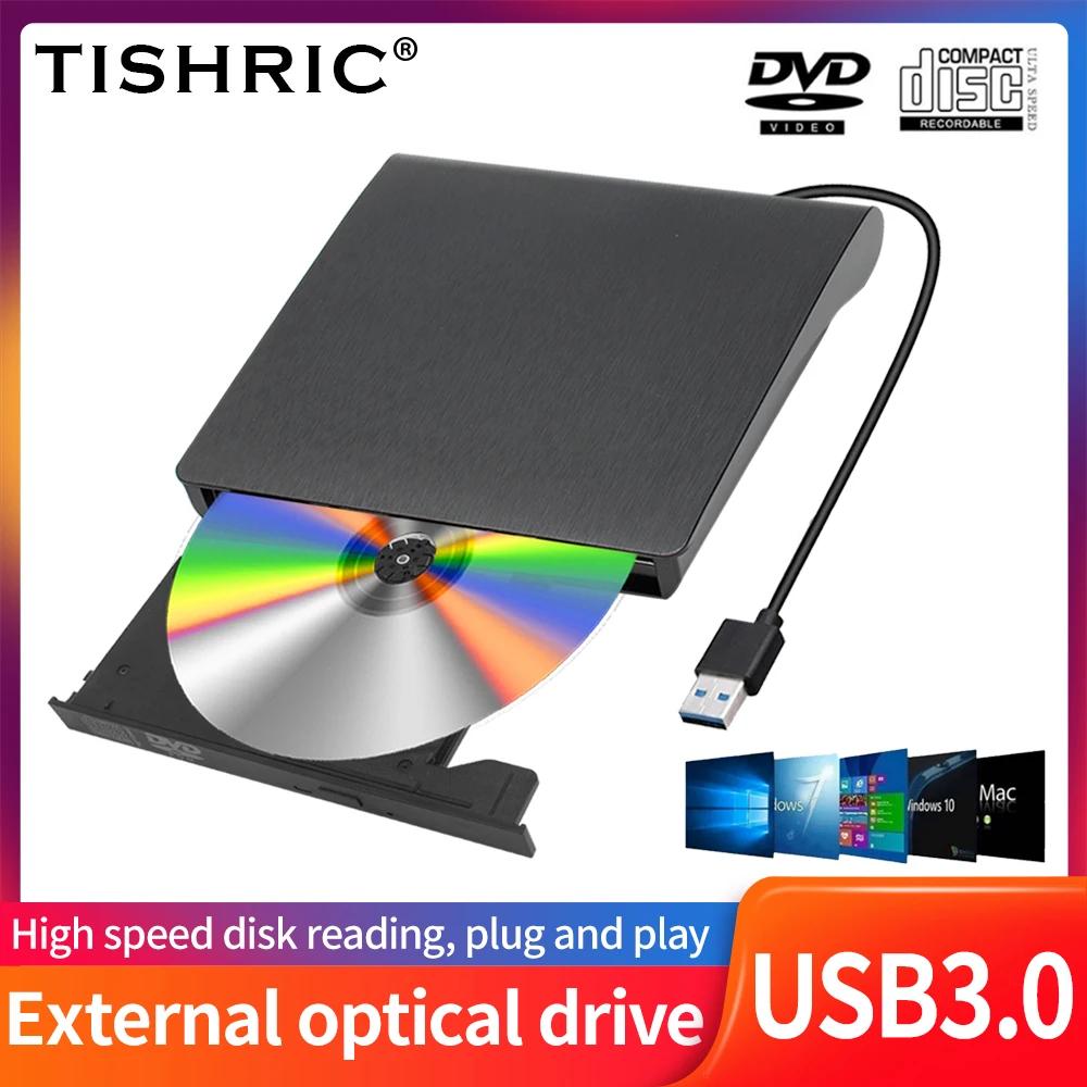 TISHRIC Ʈ PC USB 3.0  DVD CD ̺, DVD-RW CD-RW ̺ ÷̾, CD-ROM DVD-ROM  ޴